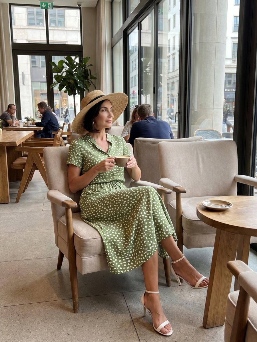 Women's Everyday Day Dress Printed Button-Front Belted Midi