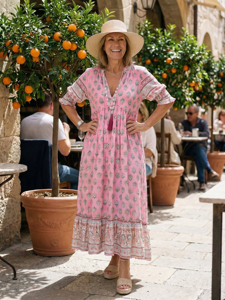 Women's Everyday Day Dress Relaxed Boho V-Neck Midi