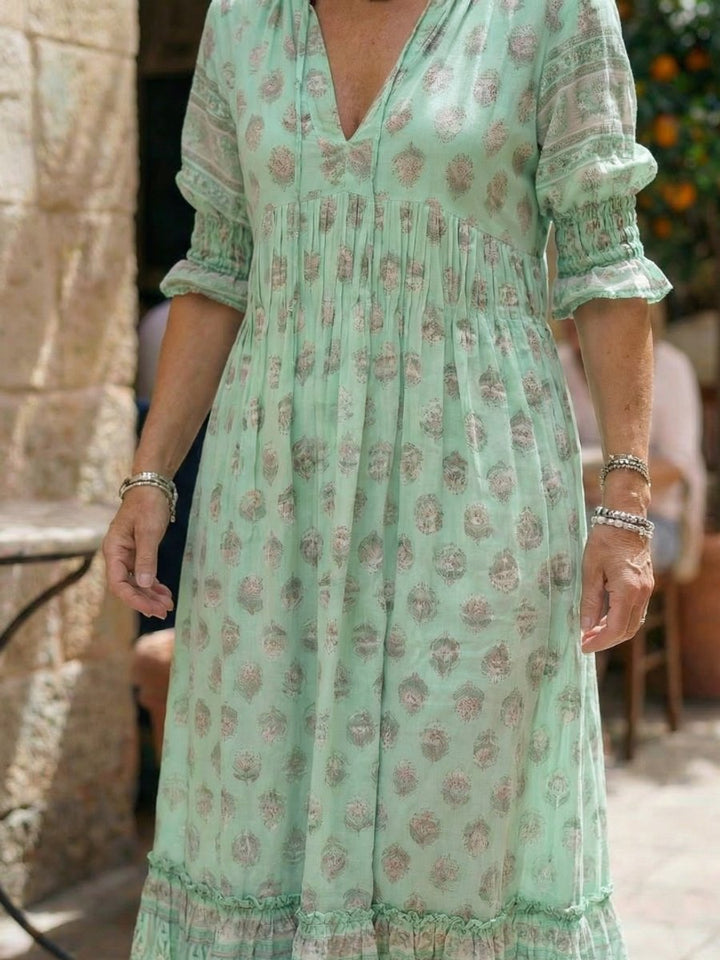 Women's Everyday Day Dress Relaxed Boho V-Neck Midi