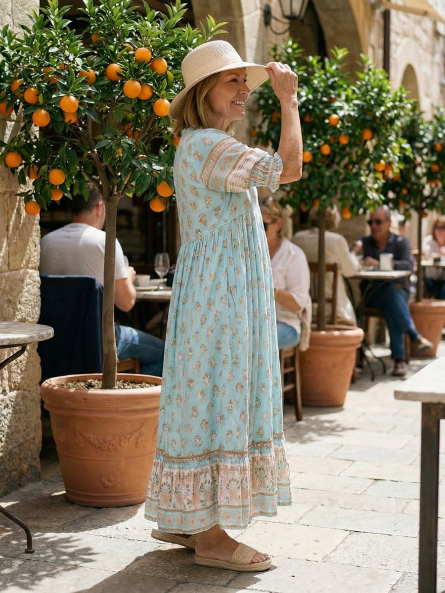 Women's Everyday Day Dress Relaxed Boho V-Neck Midi