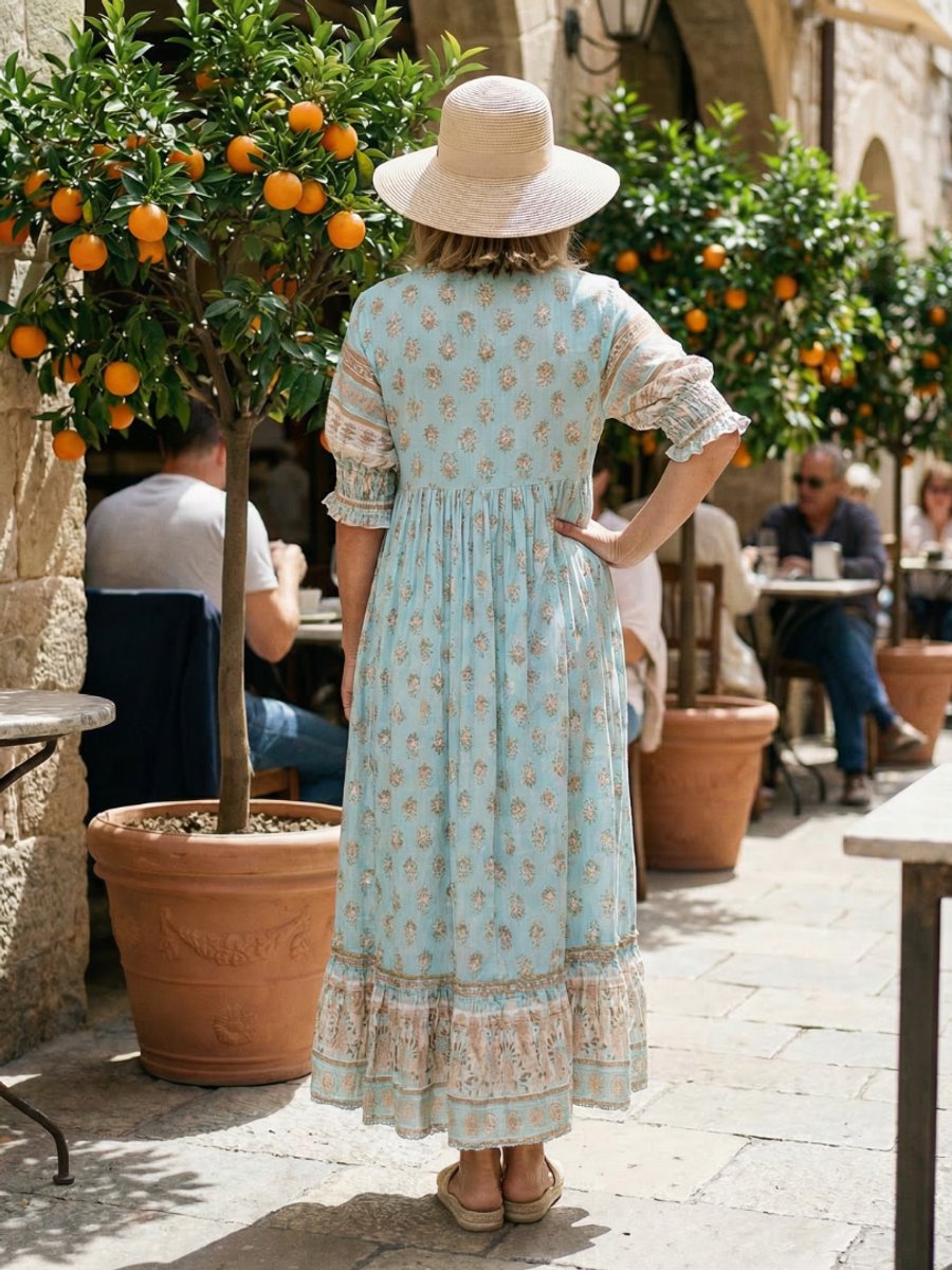 Women's Everyday Day Dress Relaxed Boho V-Neck Midi