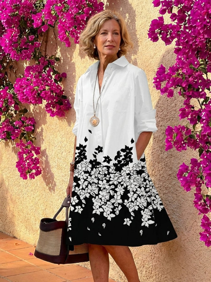Women's Everyday Day Dress Relaxed Button-Front Collared Midi Shirt Dress