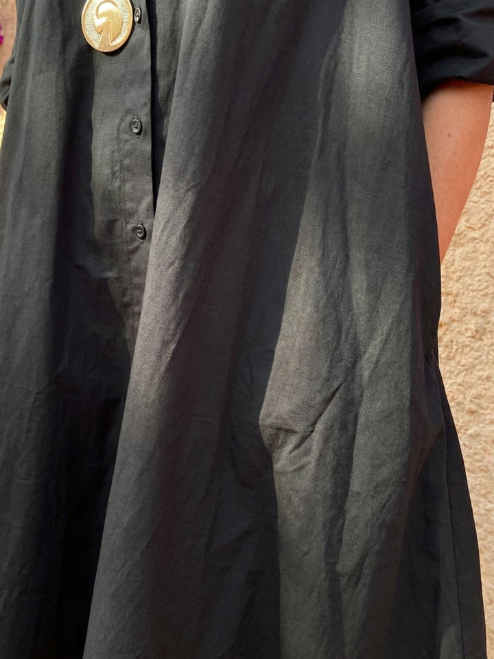 Women's Everyday Day Dress Relaxed Button-Front Collared Midi Shirt Dress