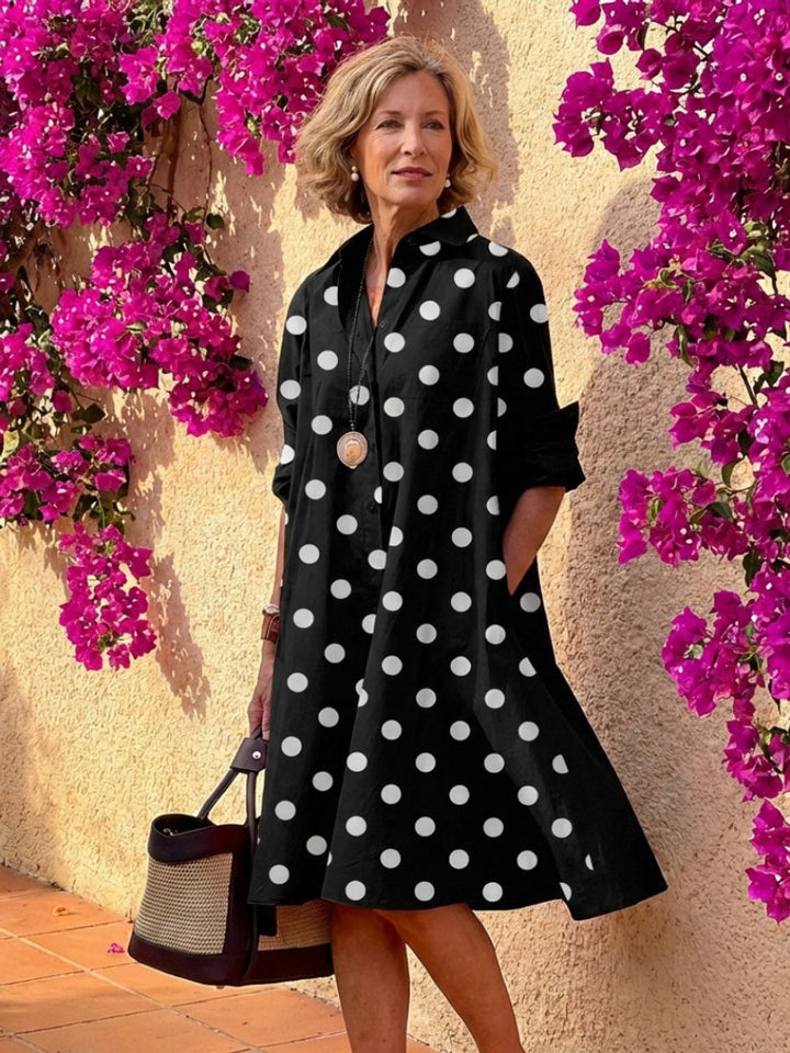 Women's Everyday Day Dress Relaxed Button-Front Collared Midi Shirt Dress