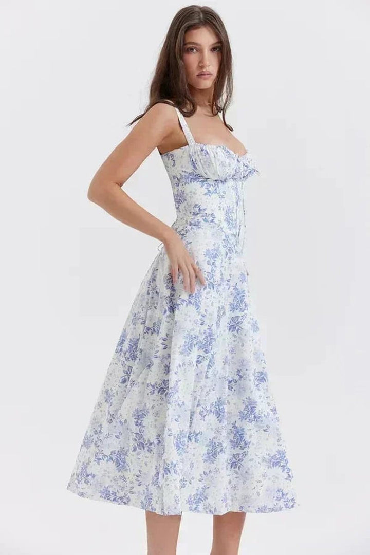 Women's Everyday Day Dress Ruched Corset Midi A-Line