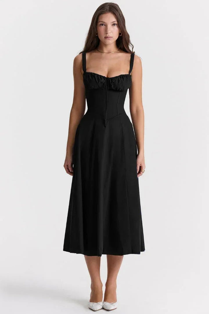 Women's Everyday Day Dress Ruched Corset Midi A-Line