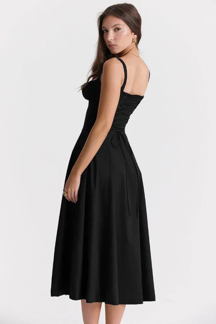 Women's Everyday Day Dress Ruched Corset Midi A-Line