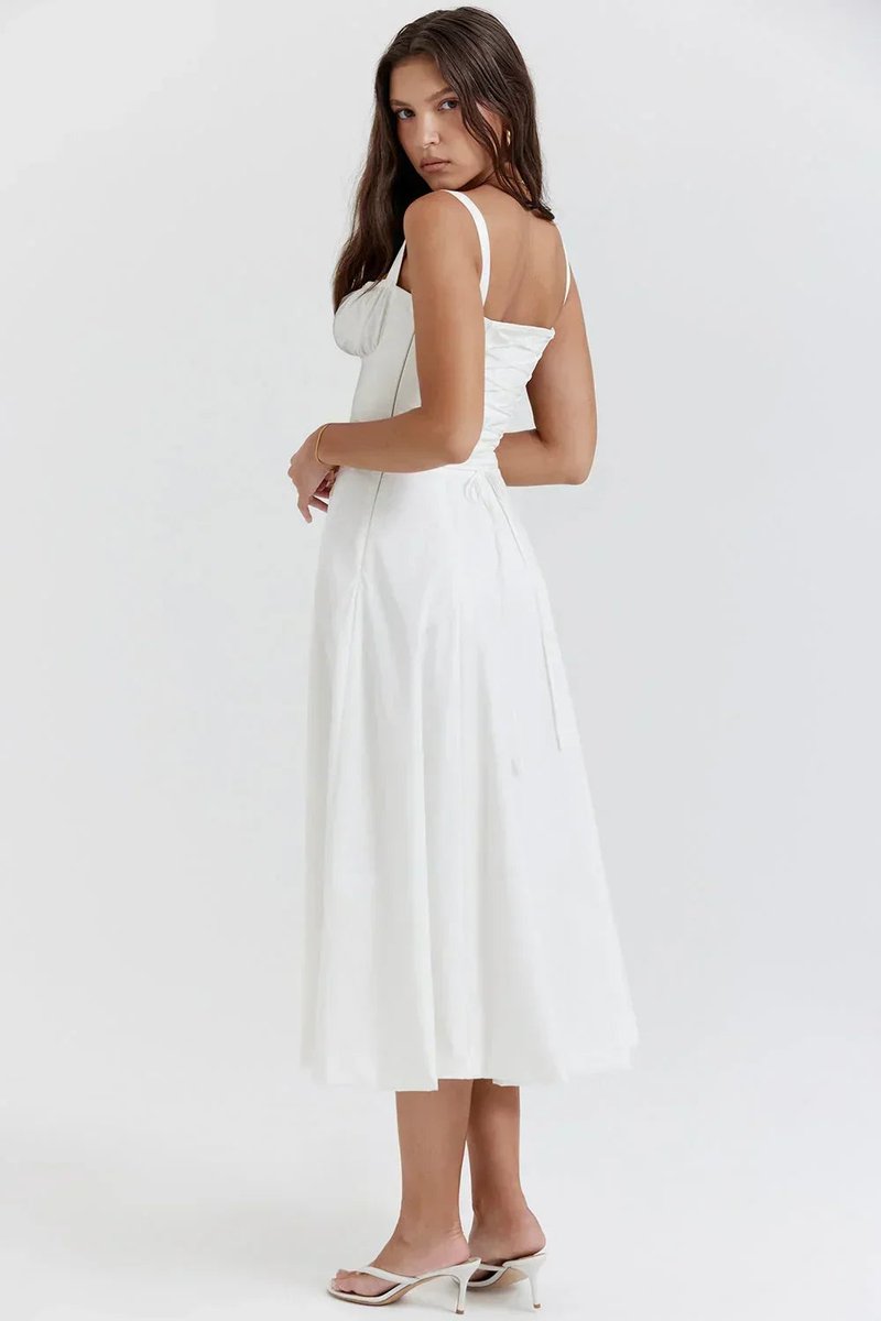 Women's Everyday Day Dress Ruched Corset Midi A-Line