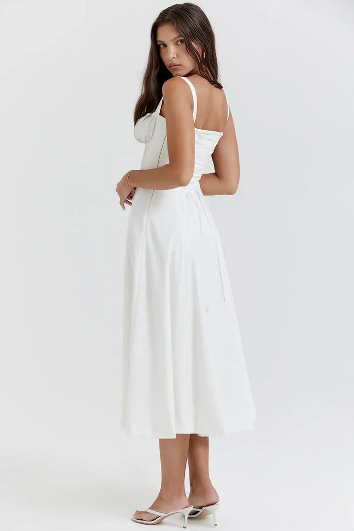 Women's Everyday Day Dress Ruched Corset Midi A-Line