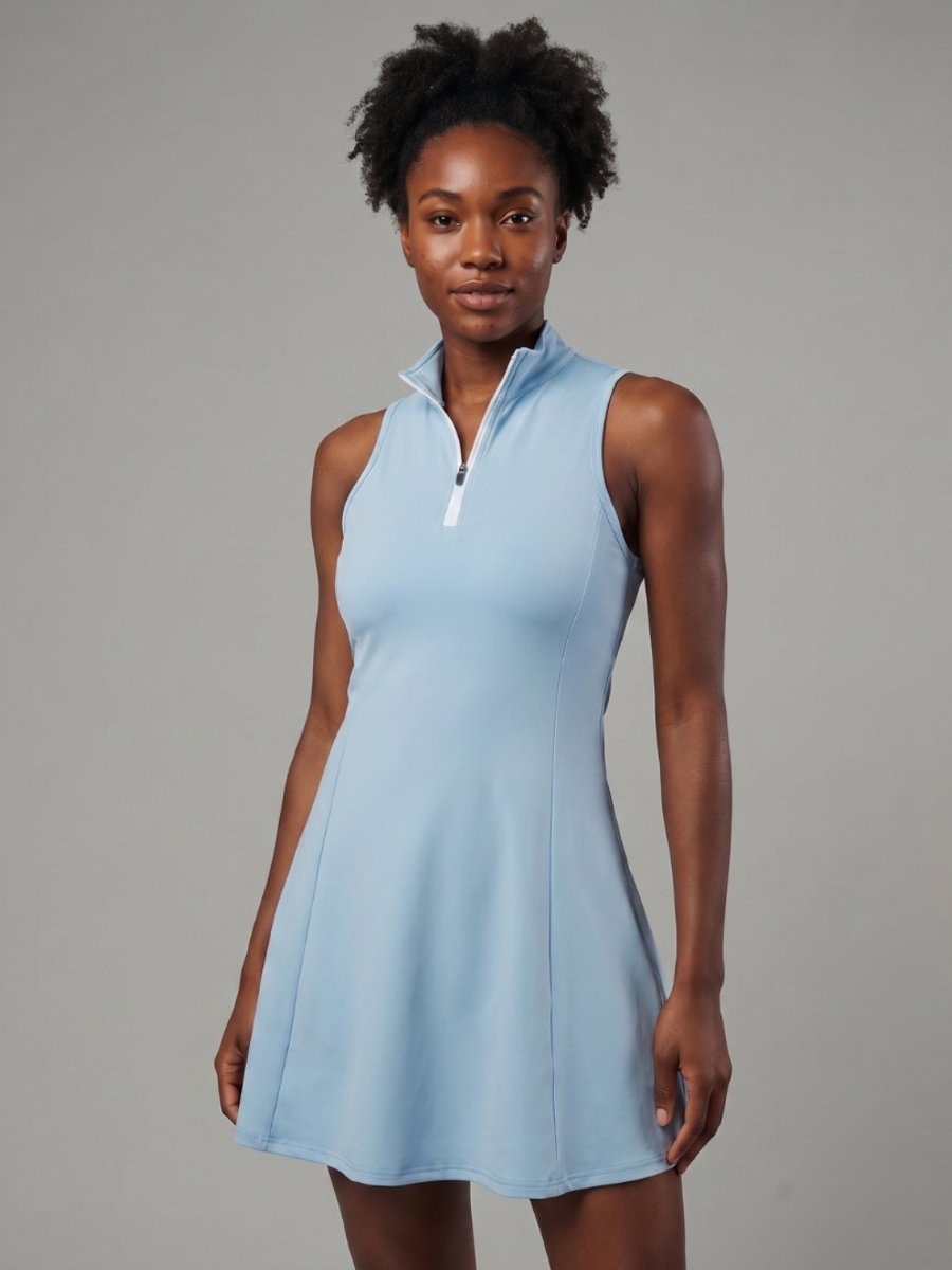 Women's Everyday Day Dress Sleeveless A-Line Quarter-Zip Active Mini