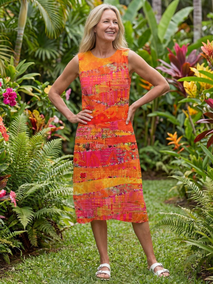 Women's Everyday Day Dress Sleeveless Abstract Print Midi Dress