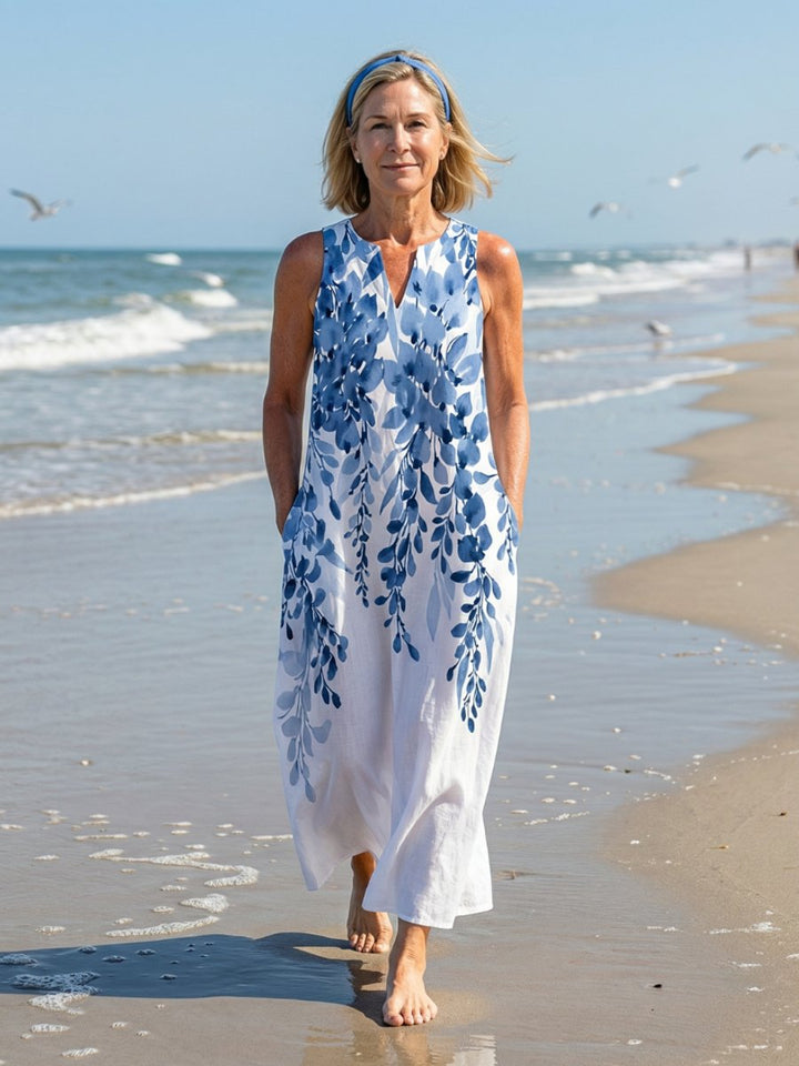 Women's Everyday Day Dress Sleeveless Botanical Print Maxi