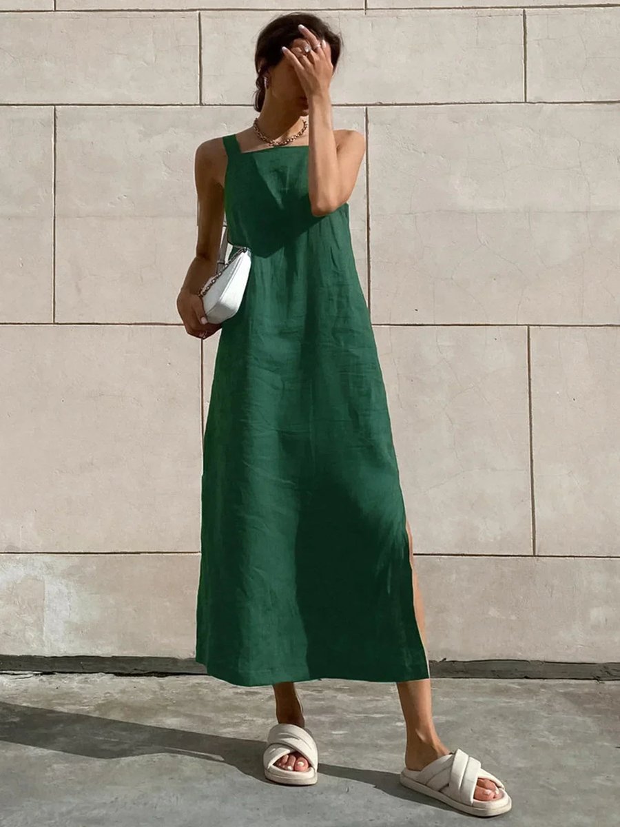 Women's Everyday Day Dress Sleeveless Flared Midi Side Slit