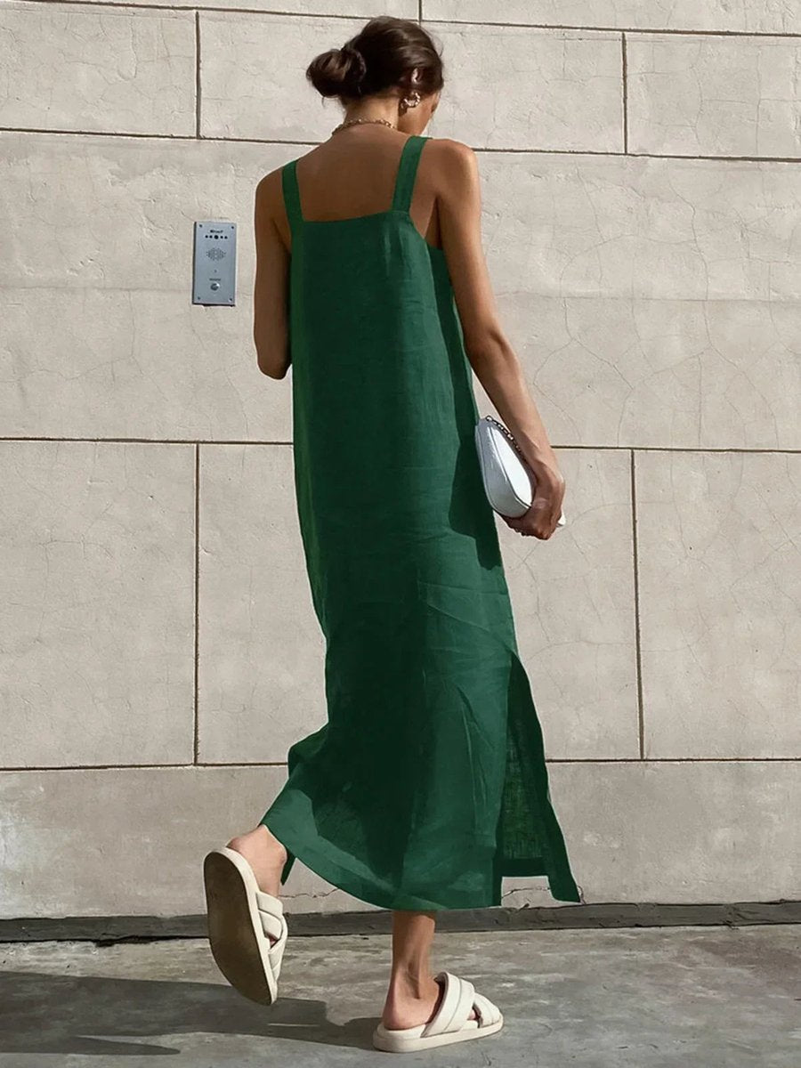 Women's Everyday Day Dress Sleeveless Flared Midi Side Slit