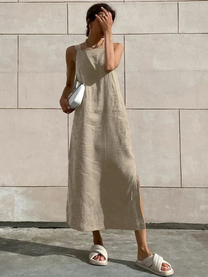Women's Everyday Day Dress Sleeveless Flared Midi Side Slit