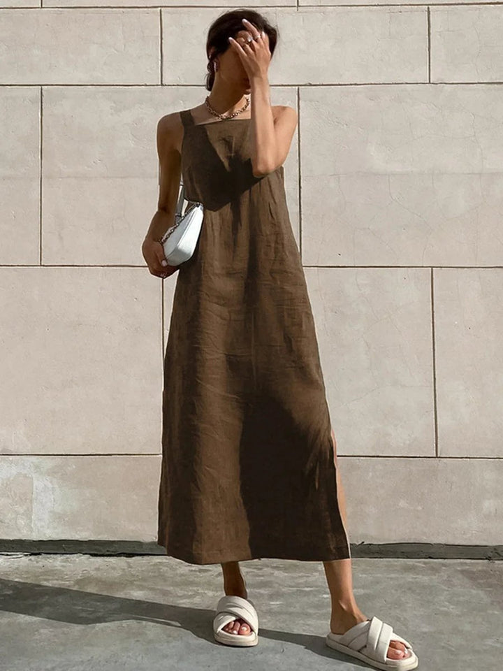 Women's Everyday Day Dress Sleeveless Flared Midi Side Slit