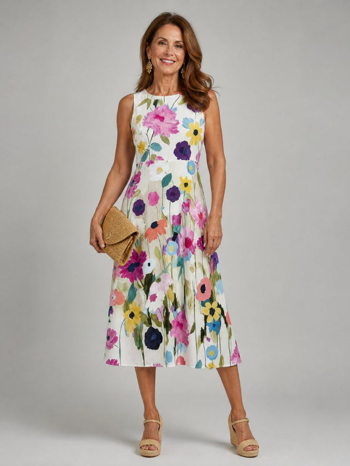 Women's Everyday Day Dress Sleeveless Floral Midi Dress