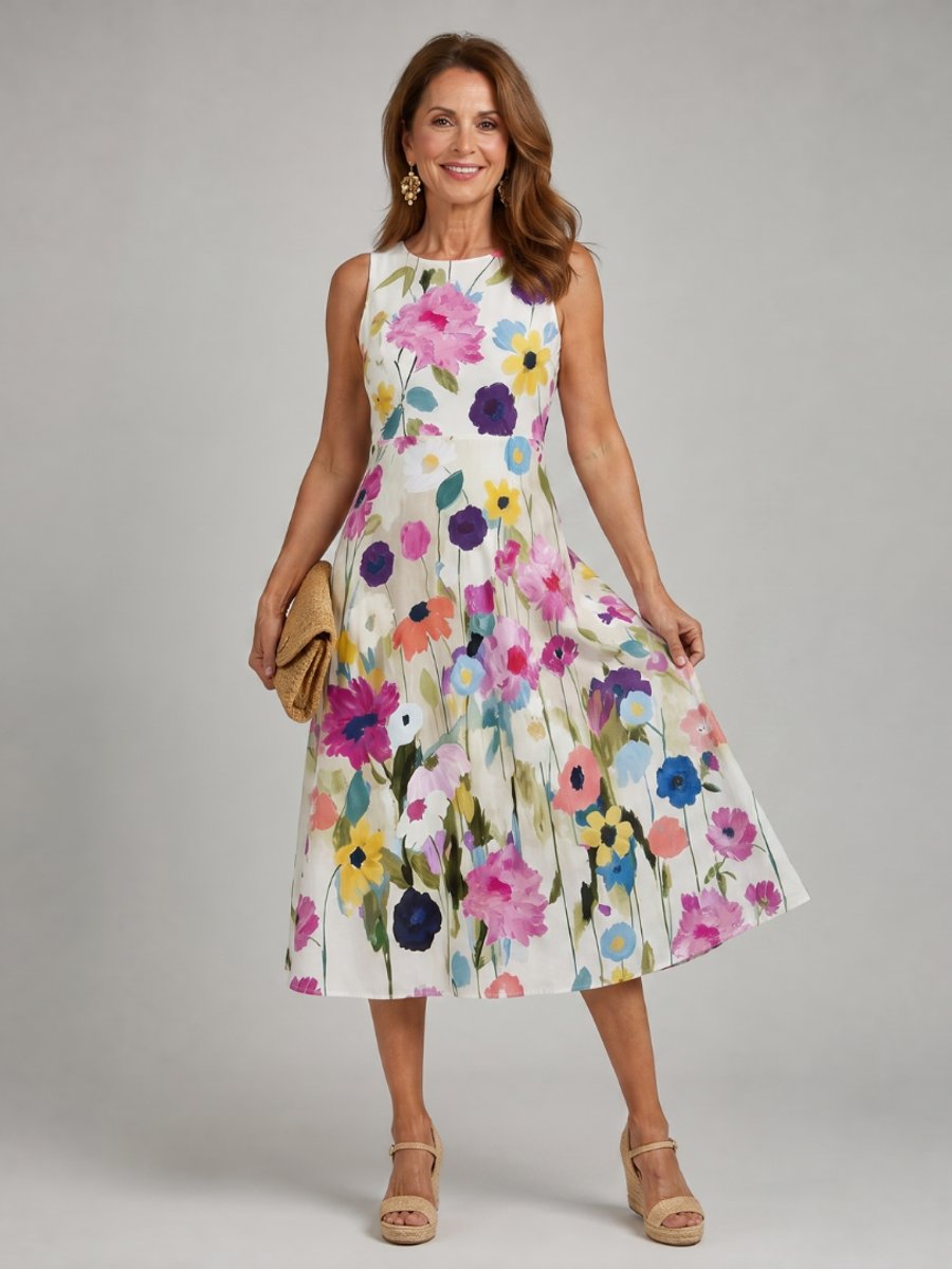 Women's Everyday Day Dress Sleeveless Floral Midi Dress
