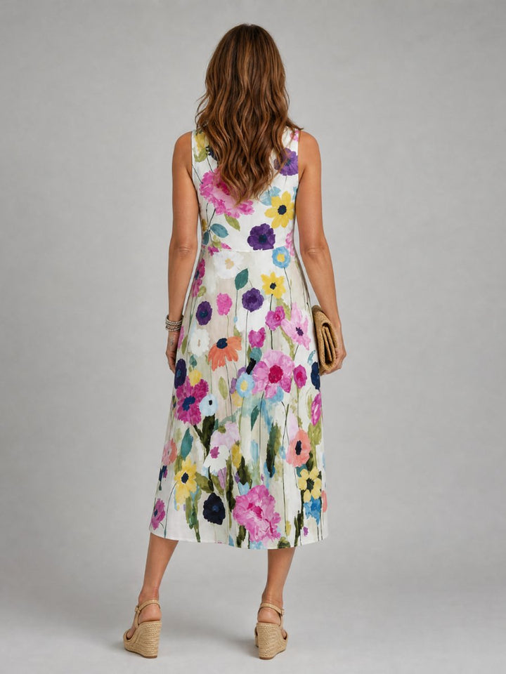 Women's Everyday Day Dress Sleeveless Floral Midi Dress