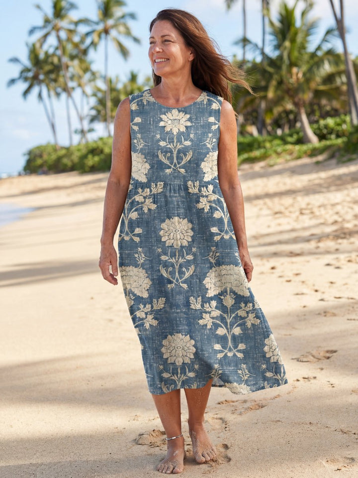 Women's Everyday Day Dress Sleeveless Relaxed Midi Floral