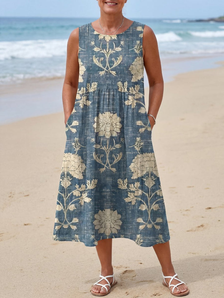 Women's Everyday Day Dress Sleeveless Relaxed Midi Floral
