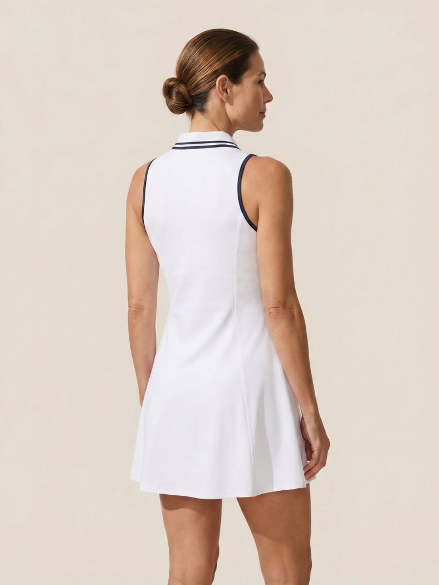 Women's Everyday Day Dress Sleeveless Zip Collar Flared Tennis Dress