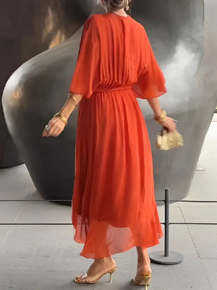 Women's Everyday Day Dress Wrap V-Neck Flowy Midi Party Dress