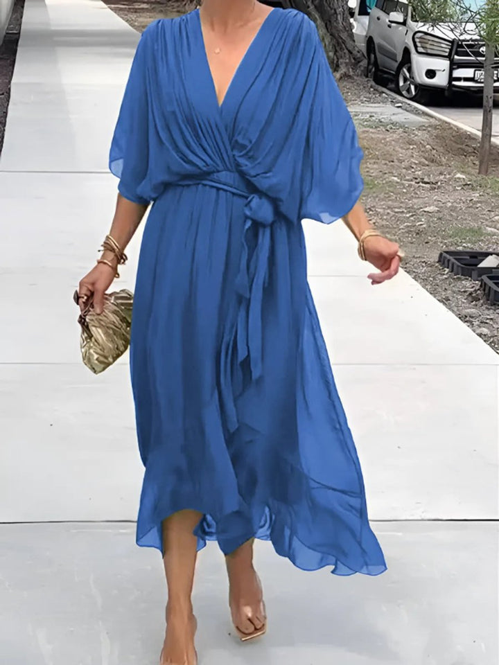 Women's Everyday Day Dress Wrap V-Neck Flowy Midi Party Dress