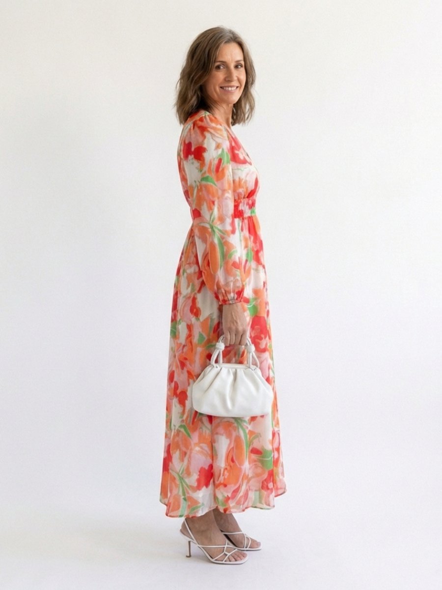 Women's Everyday Floral Chiffon Long Sleeve Maxi Dress