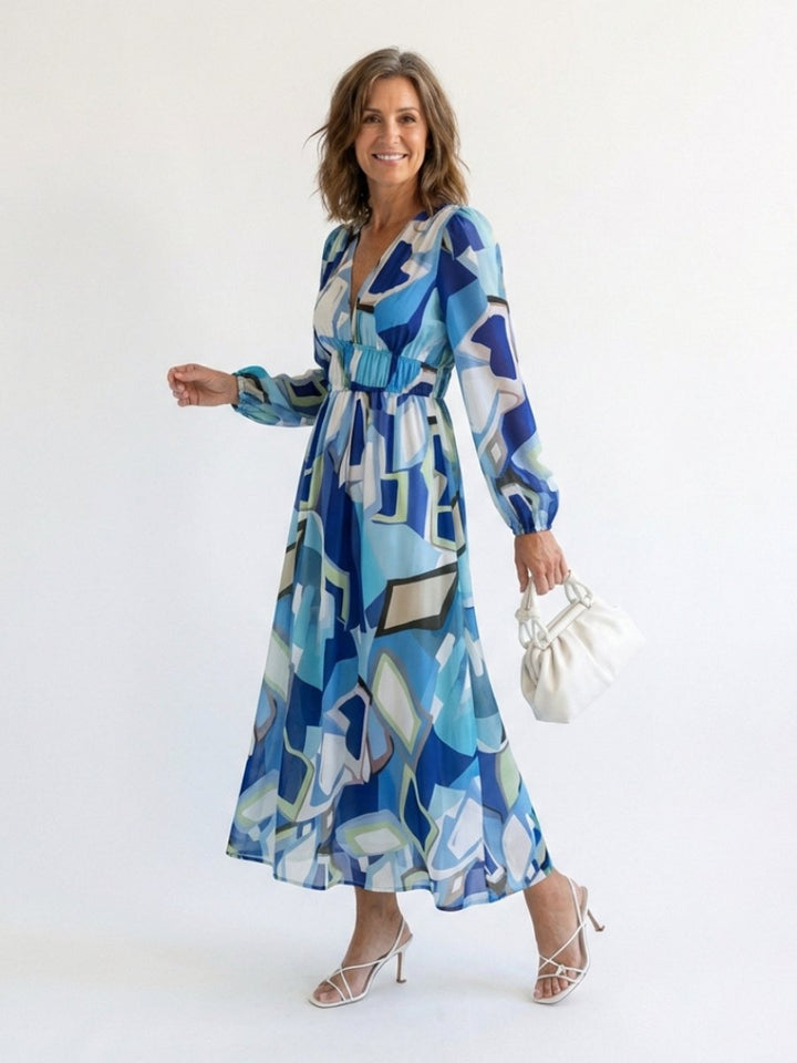 Women's Everyday Floral Chiffon Long Sleeve Maxi Dress