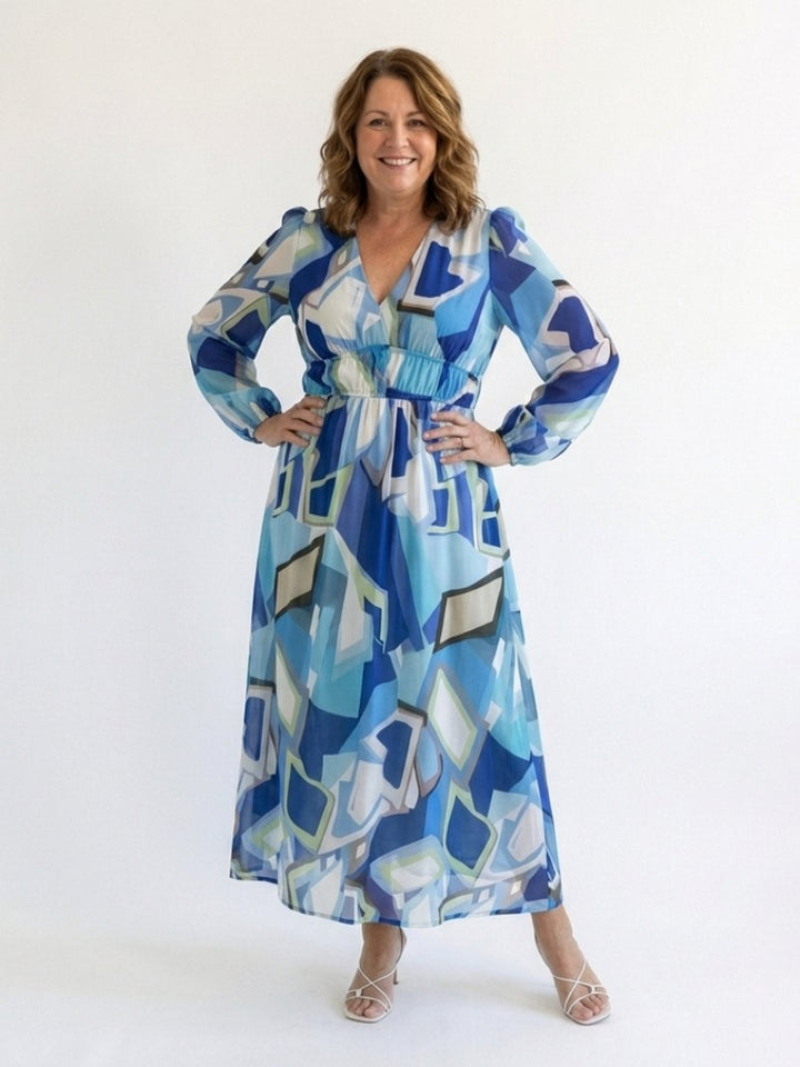 Women's Everyday Floral Chiffon Long Sleeve Maxi Dress