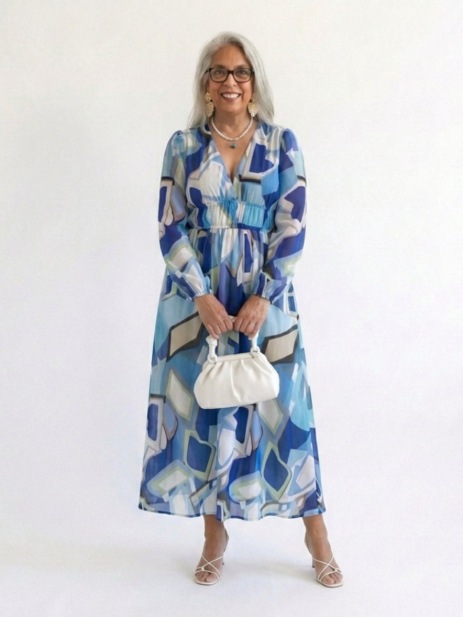 Women's Everyday Floral Chiffon Long Sleeve Maxi Dress
