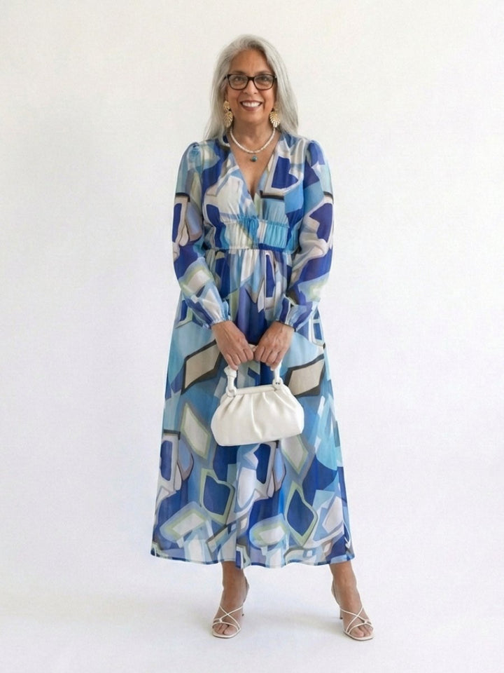 Women's Everyday Floral Chiffon Long Sleeve Maxi Dress