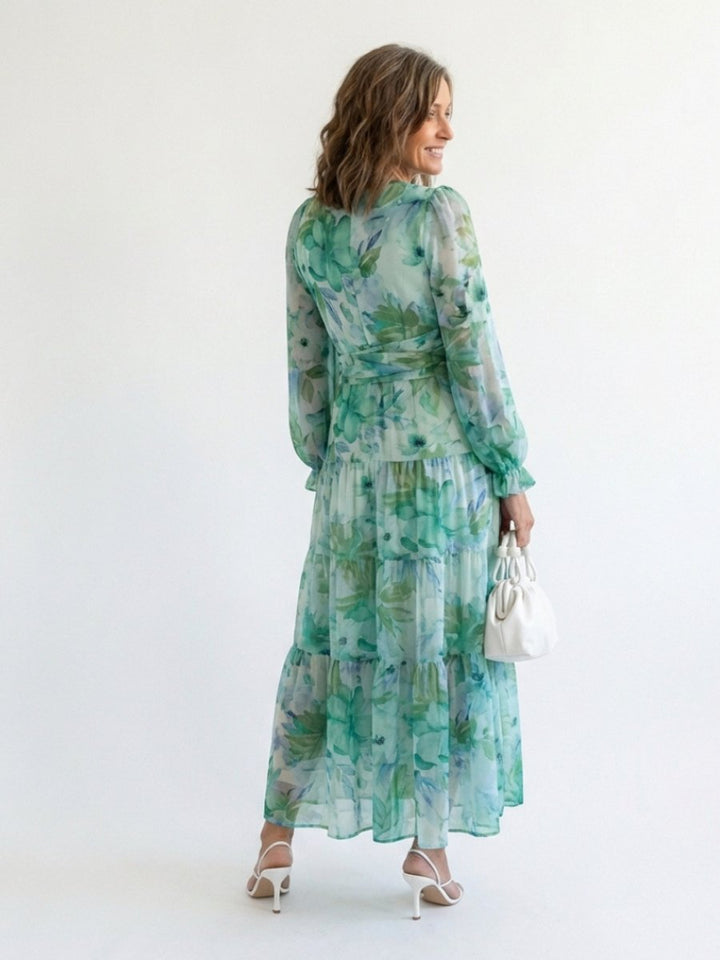 Women's Everyday Floral Chiffon Long Sleeve Maxi Dress