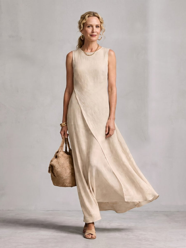 Women's Everyday Maxi Dress Asymmetric Layered Sleeveless