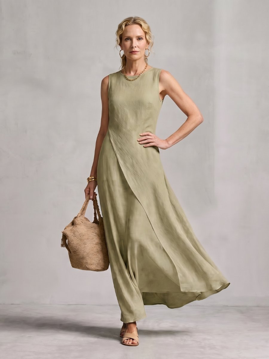 Women's Everyday Maxi Dress Asymmetric Layered Sleeveless