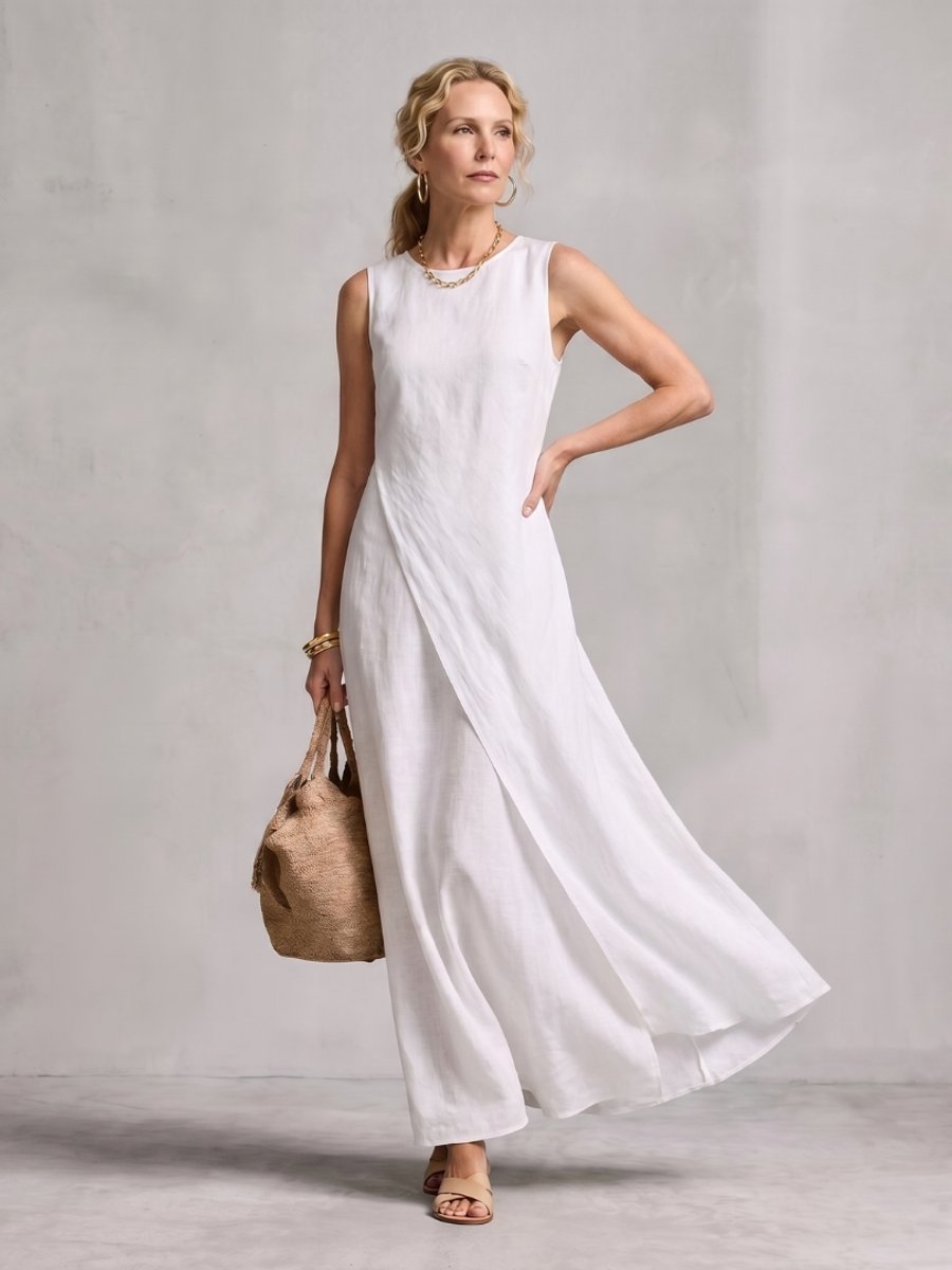 Women's Everyday Maxi Dress Asymmetric Layered Sleeveless