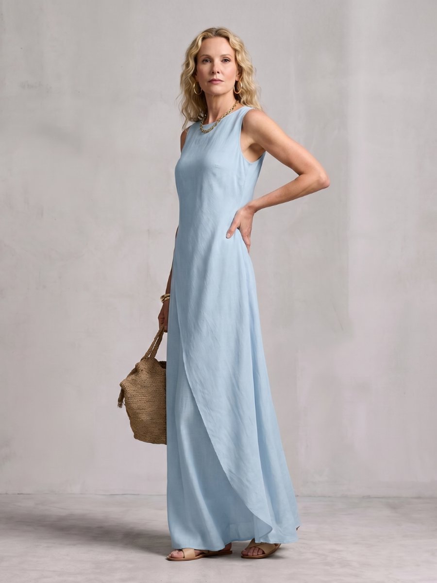 Women's Everyday Maxi Dress Asymmetric Layered Sleeveless
