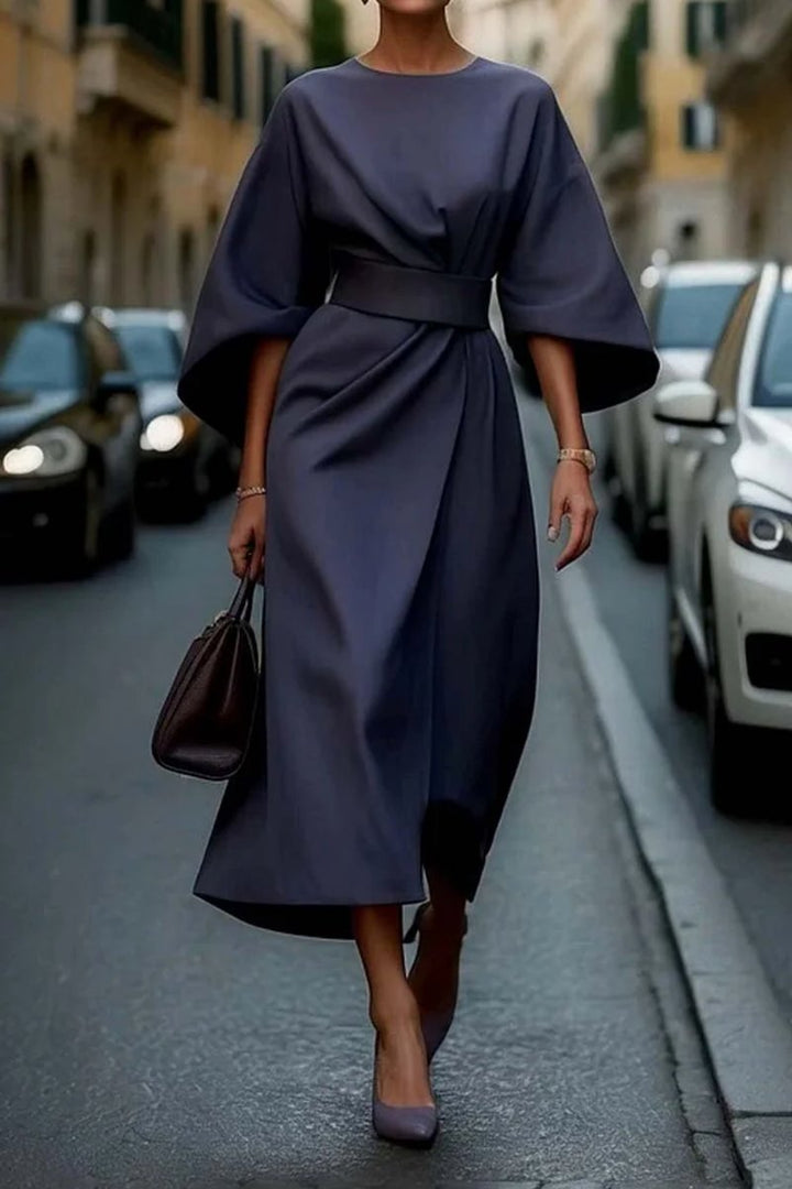 Women's Everyday Midi Dress Kimono Sleeve Belted Wrap