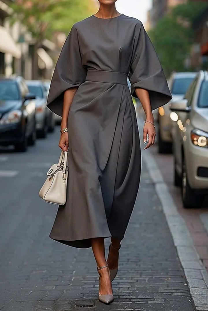 Women's Everyday Midi Dress Kimono Sleeve Belted Wrap