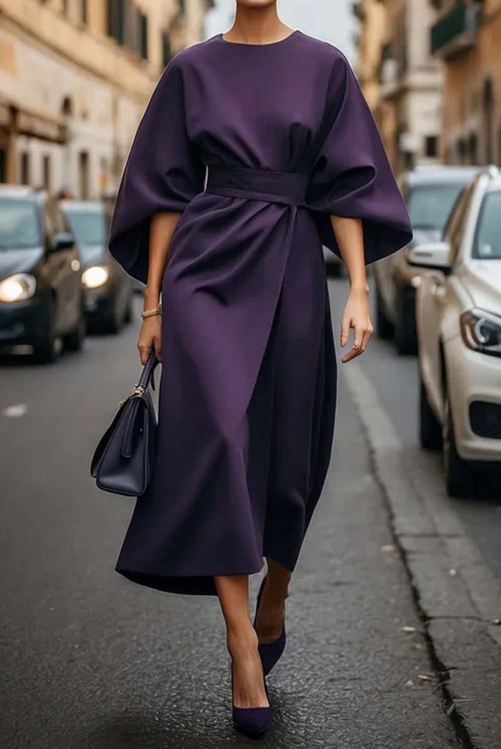 Women's Everyday Midi Dress Kimono Sleeve Belted Wrap