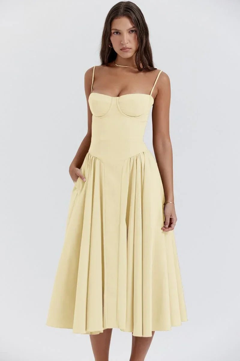 Women's Everyday Party Dress Bustier Midi Flared Spaghetti-Strap