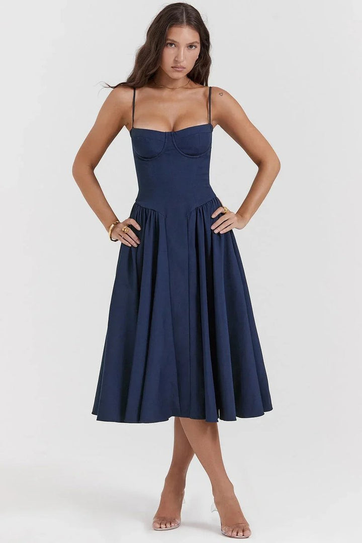 Women's Everyday Party Dress Bustier Midi Flared Spaghetti-Strap