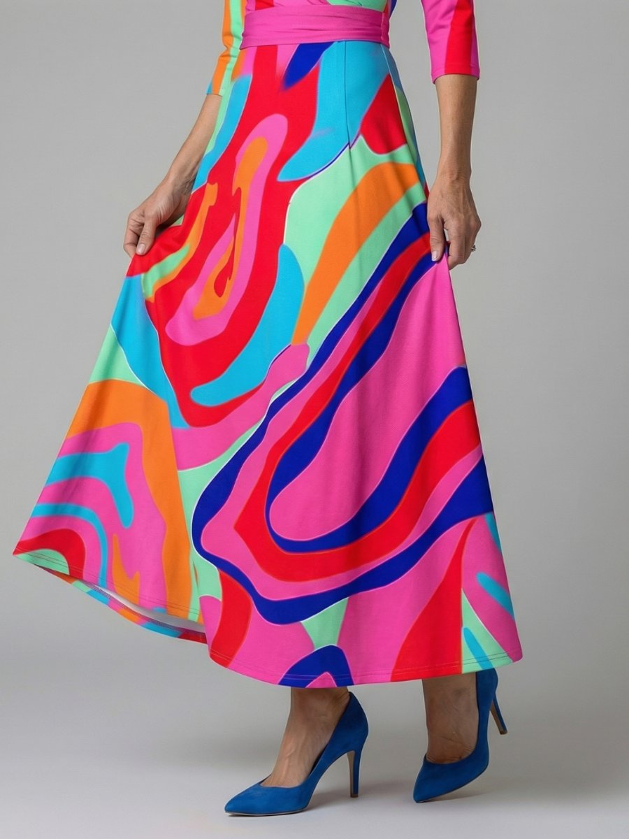 Women's Everyday Party Dress Floral Wrap V-Neck Three-Quarter Sleeve Midi
