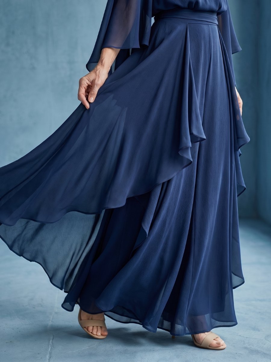 Women's Everyday Party Dress Layered Sleeve Drape Waist Midi