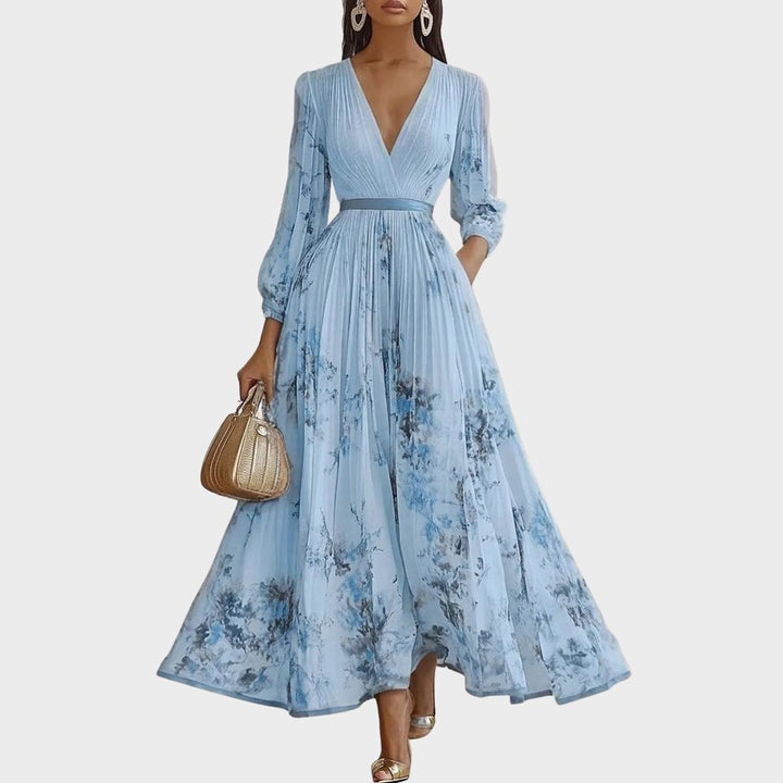 Women's Everyday Party Dress Pleated V-Neck Midi Dress Pockets