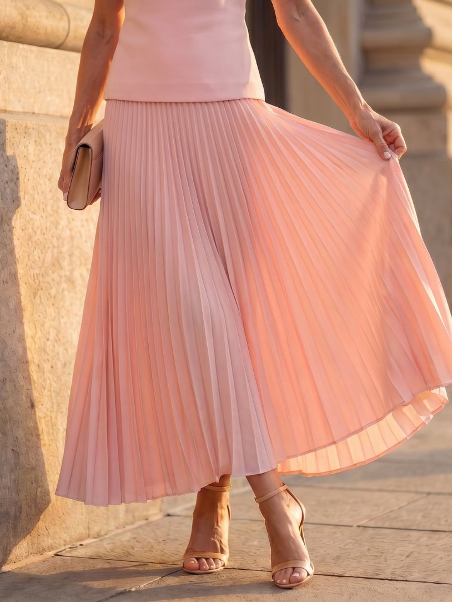 Women's Everyday Party Dress Structured Sleeveless Pleated Skirt Set
