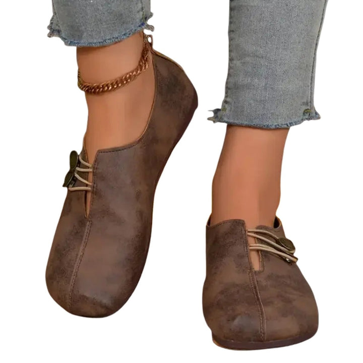 Women's Faux Leather Button-Detail Flat Loafers