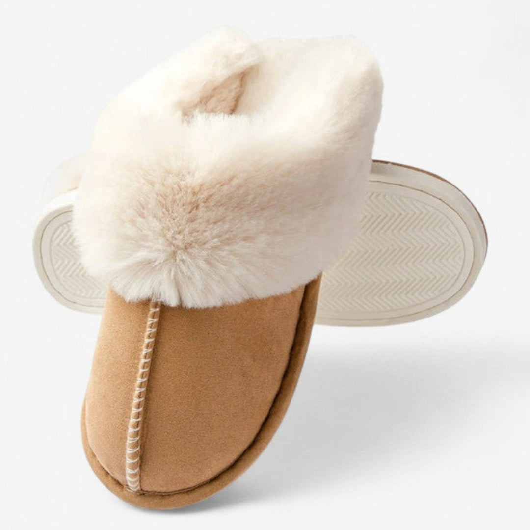 Women's Faux-Suede Fluffy Slip-On Mule Slippers
