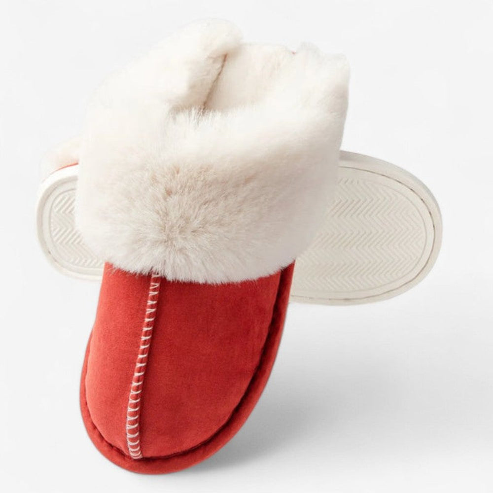 Women's Faux-Suede Fluffy Slip-On Mule Slippers